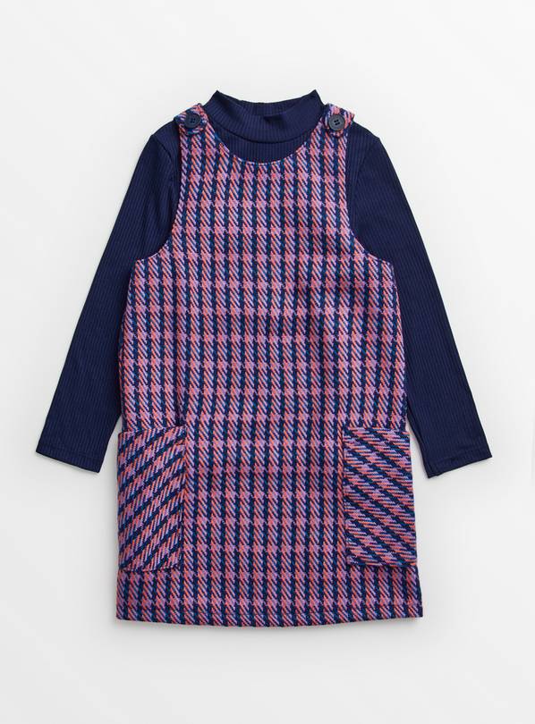 Girls check outlet pinafore